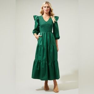 Brighton Smocked Poplin Maxi Dress